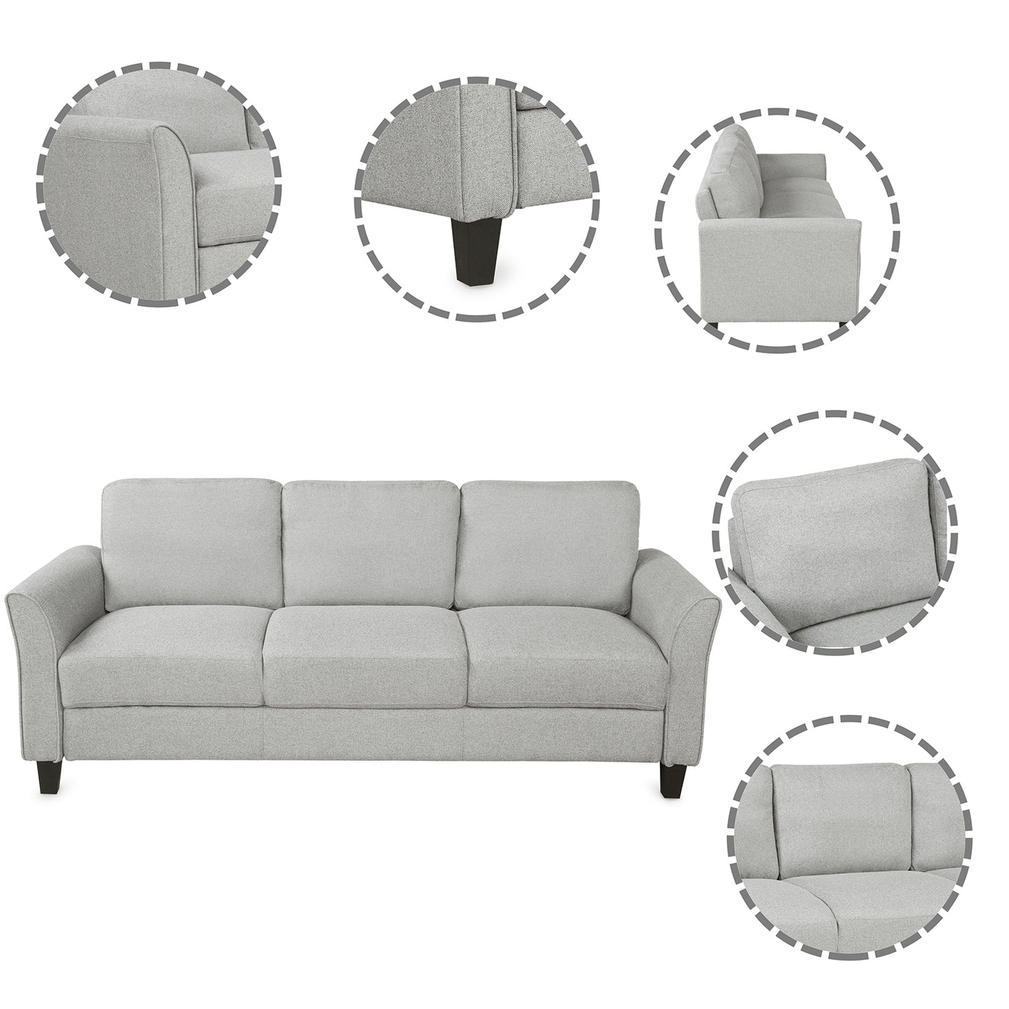 Light Gray 3-Seat Sofa