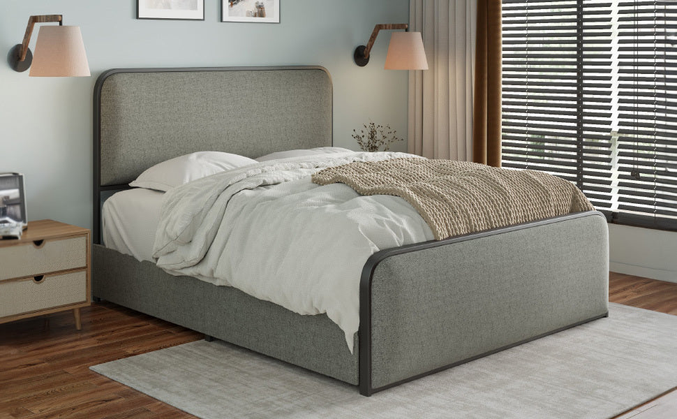 Modern Storage Full Size Metal Bed