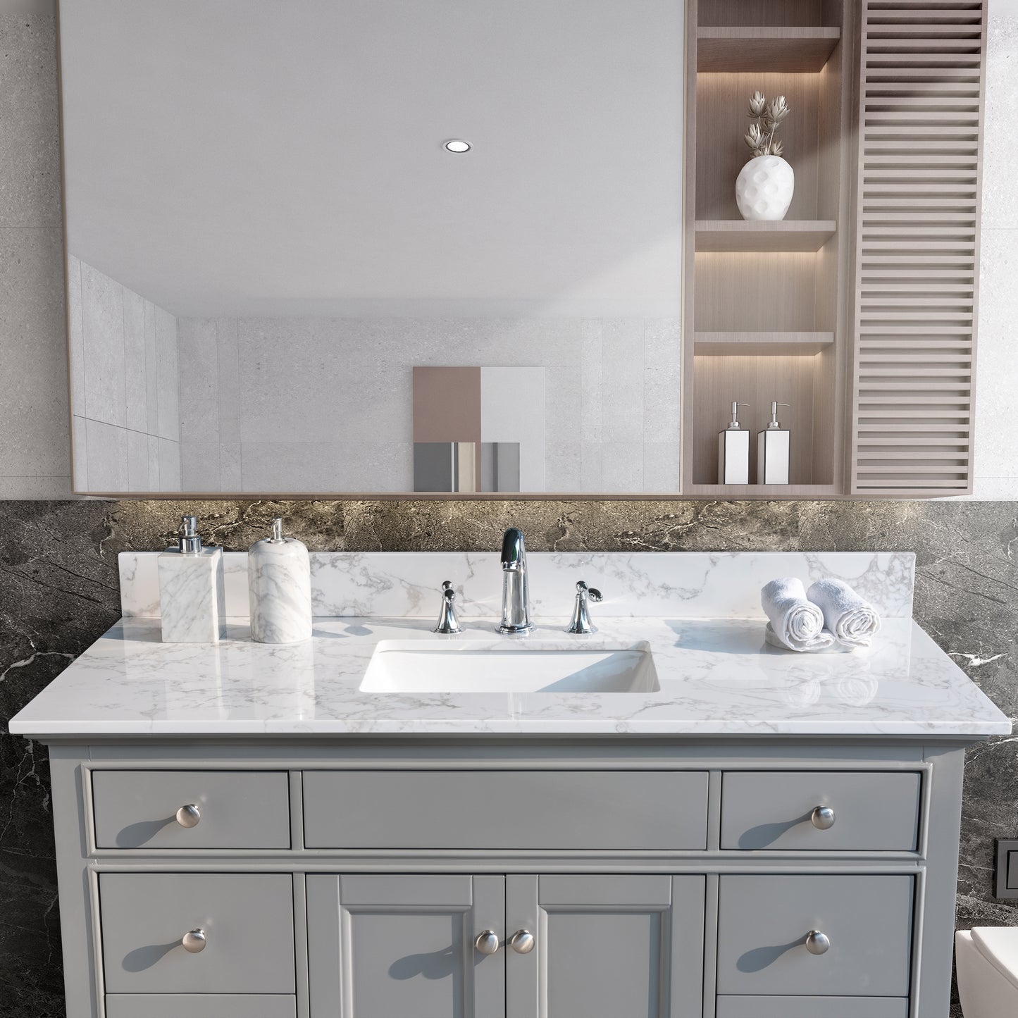 Montary Bathroom Stone Vanity With Rectangle Sink