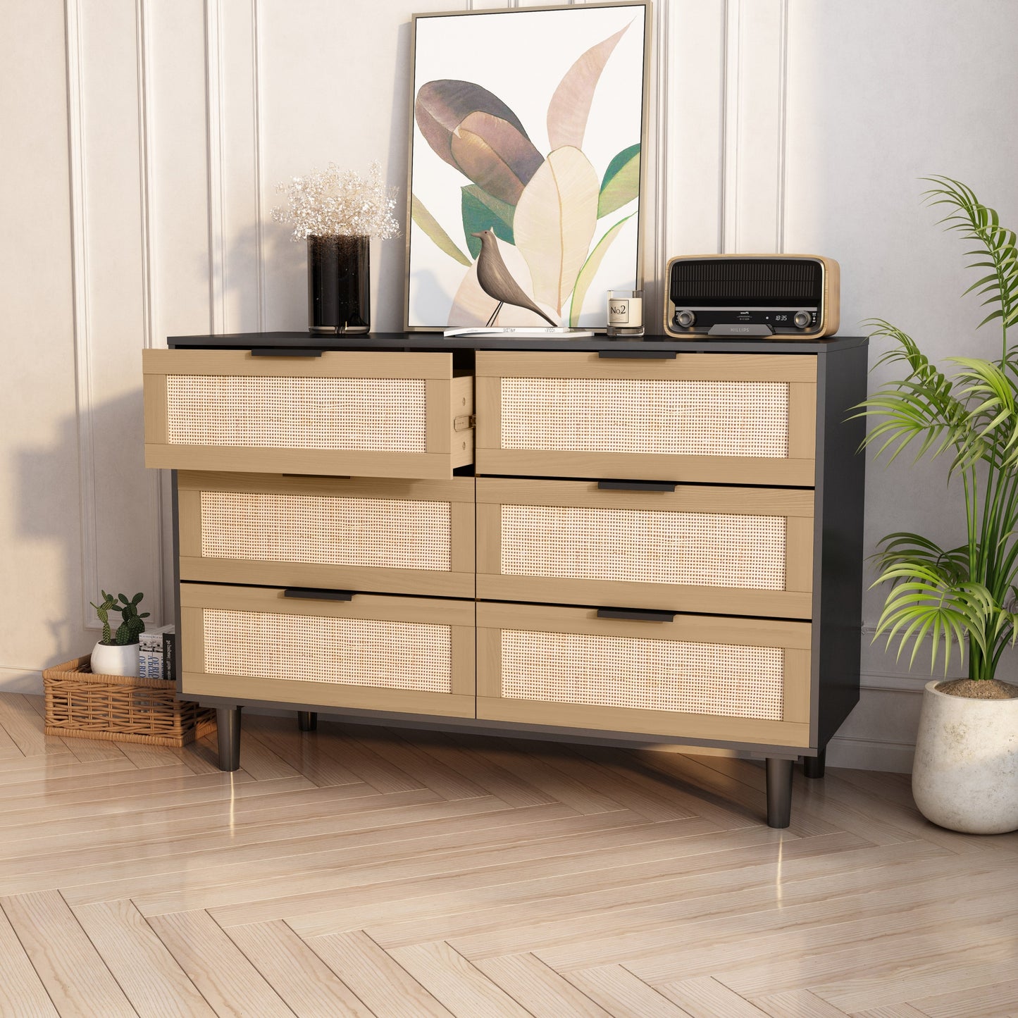 Black Elegance Rattan Dresser