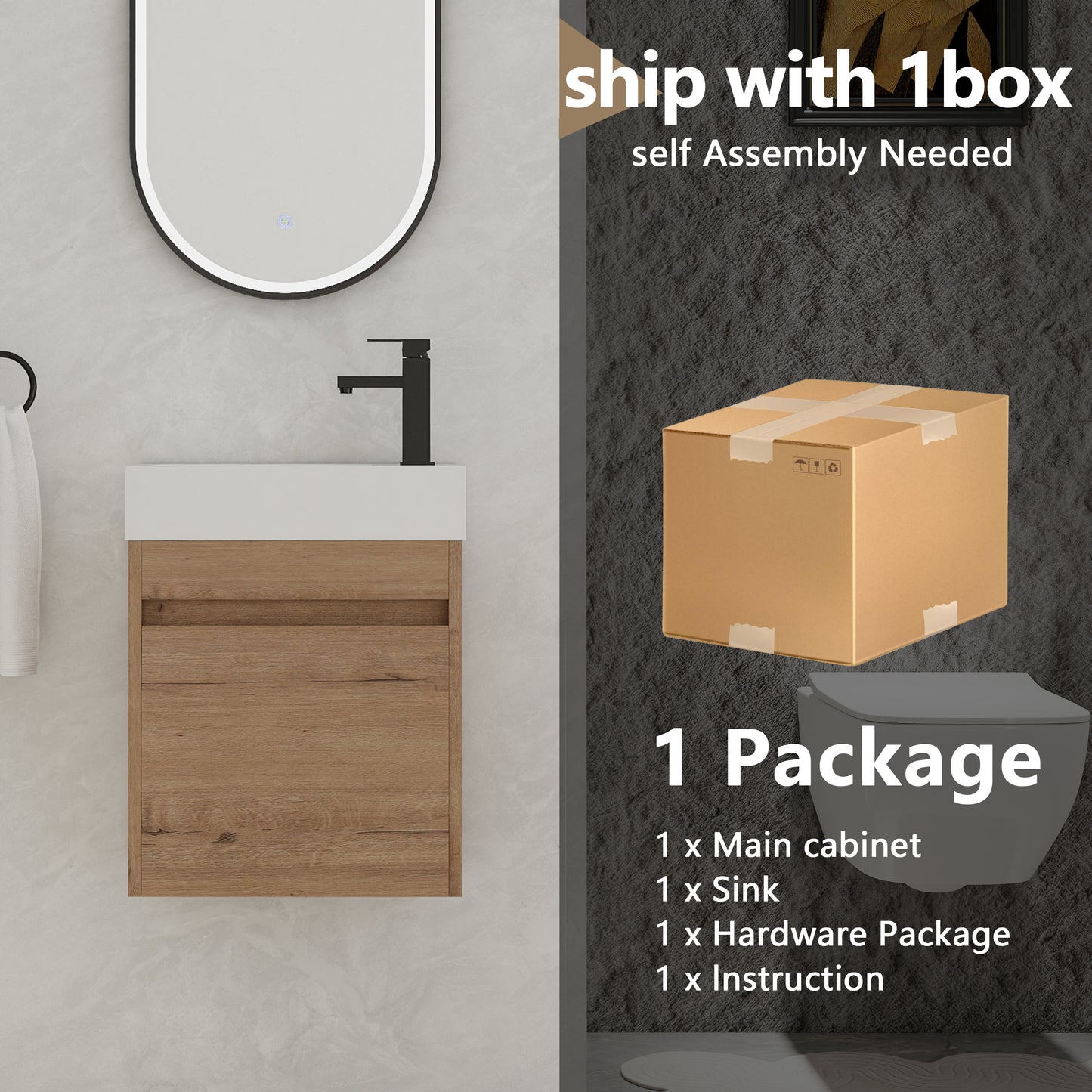 18'' Wall Mounted Bathroom Vanity