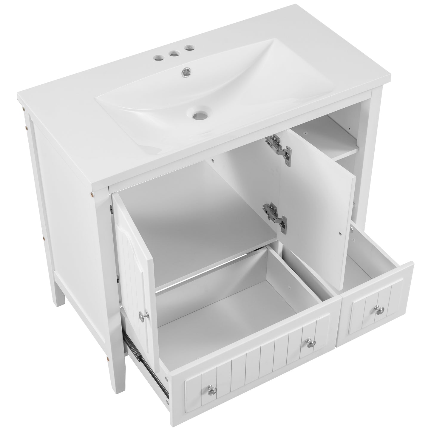 36" Bathroom Vanity With Ceramic Basin