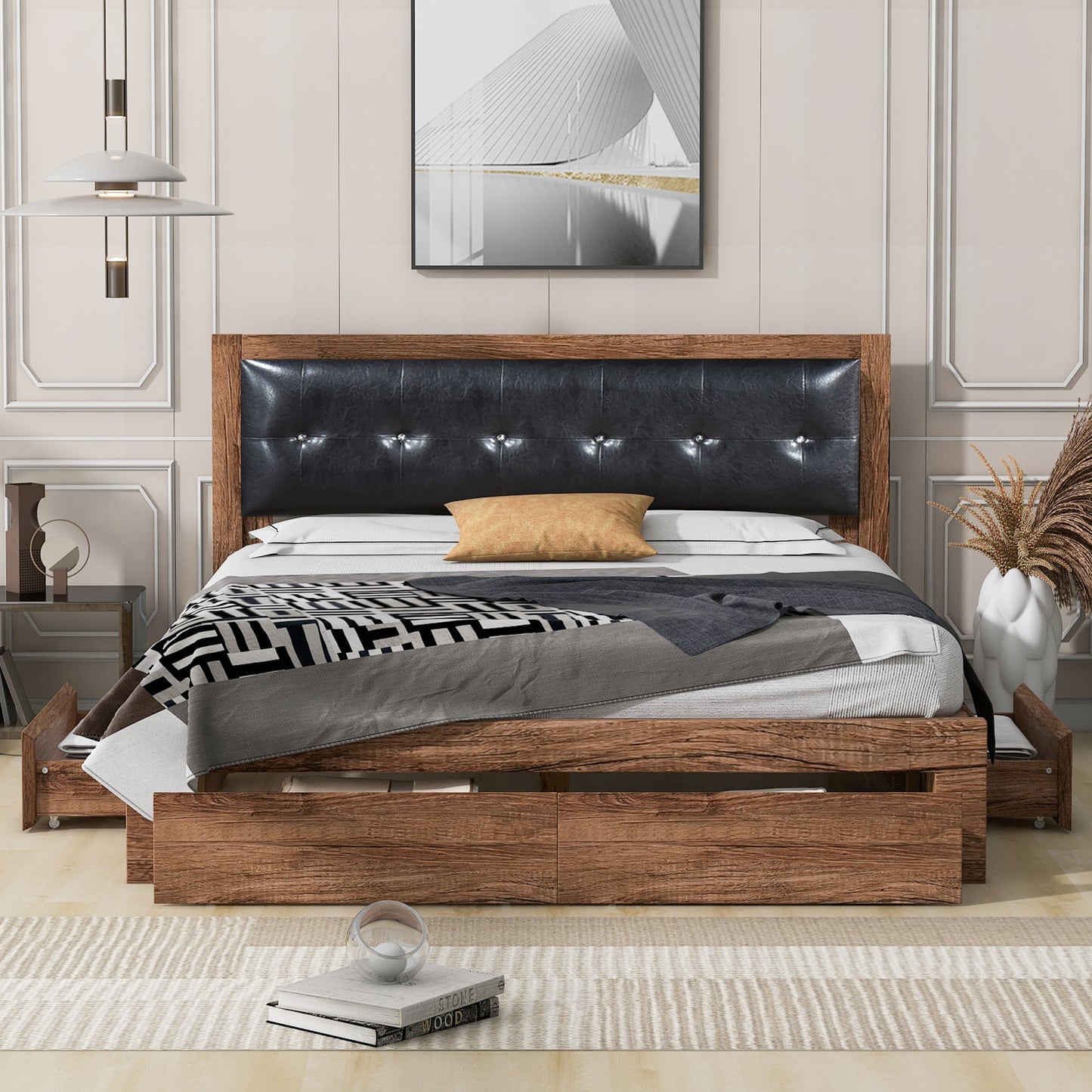 Modern Simplicity Queen Size Wood Platform Bed