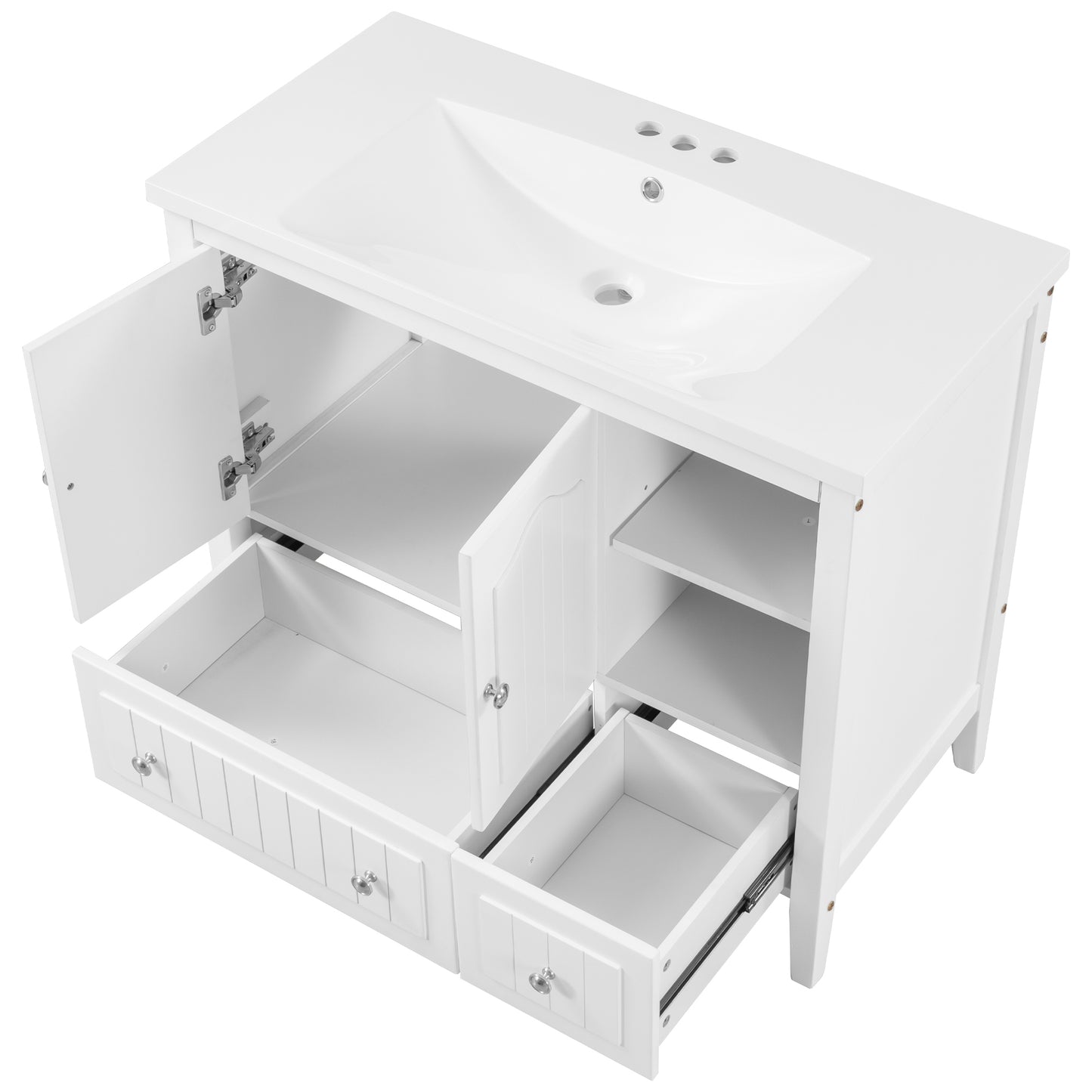 36" Bathroom Vanity With Ceramic Basin