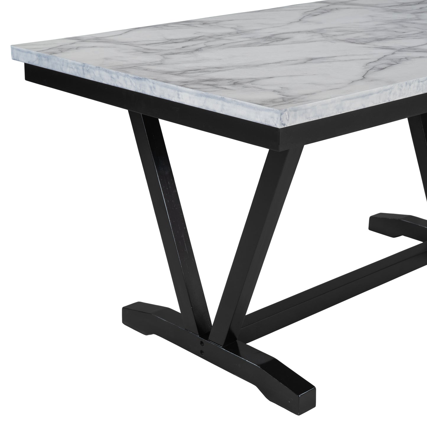 Modern Style Marbled Veneer Dining Set
