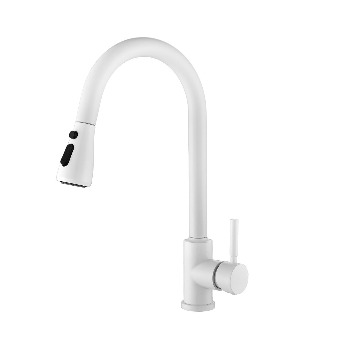 Modern White Kitchen Faucet with Pull Out Spray