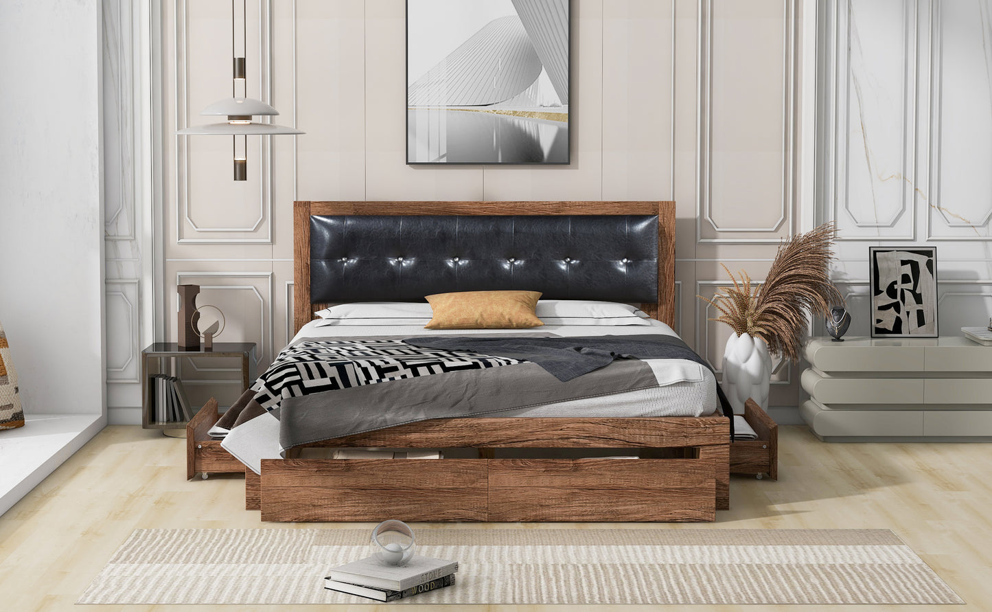 Modern Simplicity Queen Size Wood Platform Bed