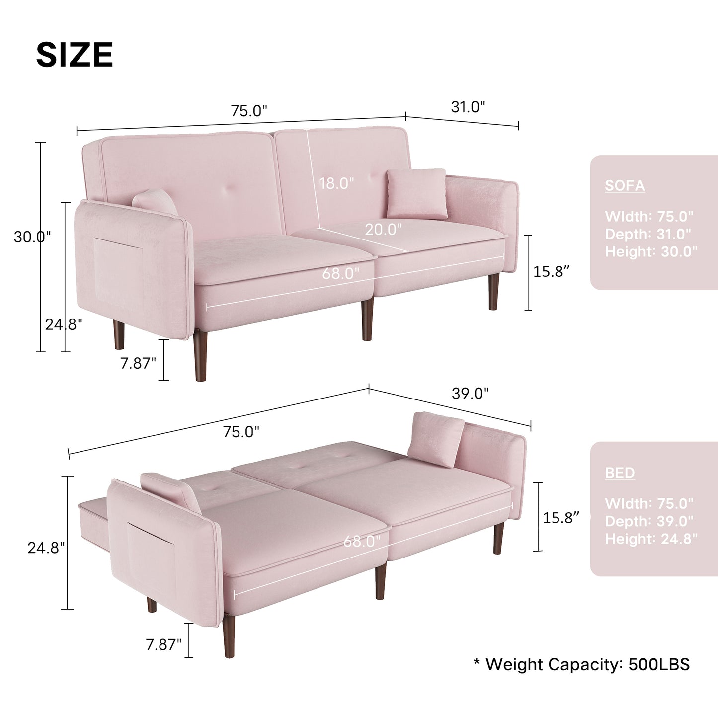Convertible Velvet Sofa Bed