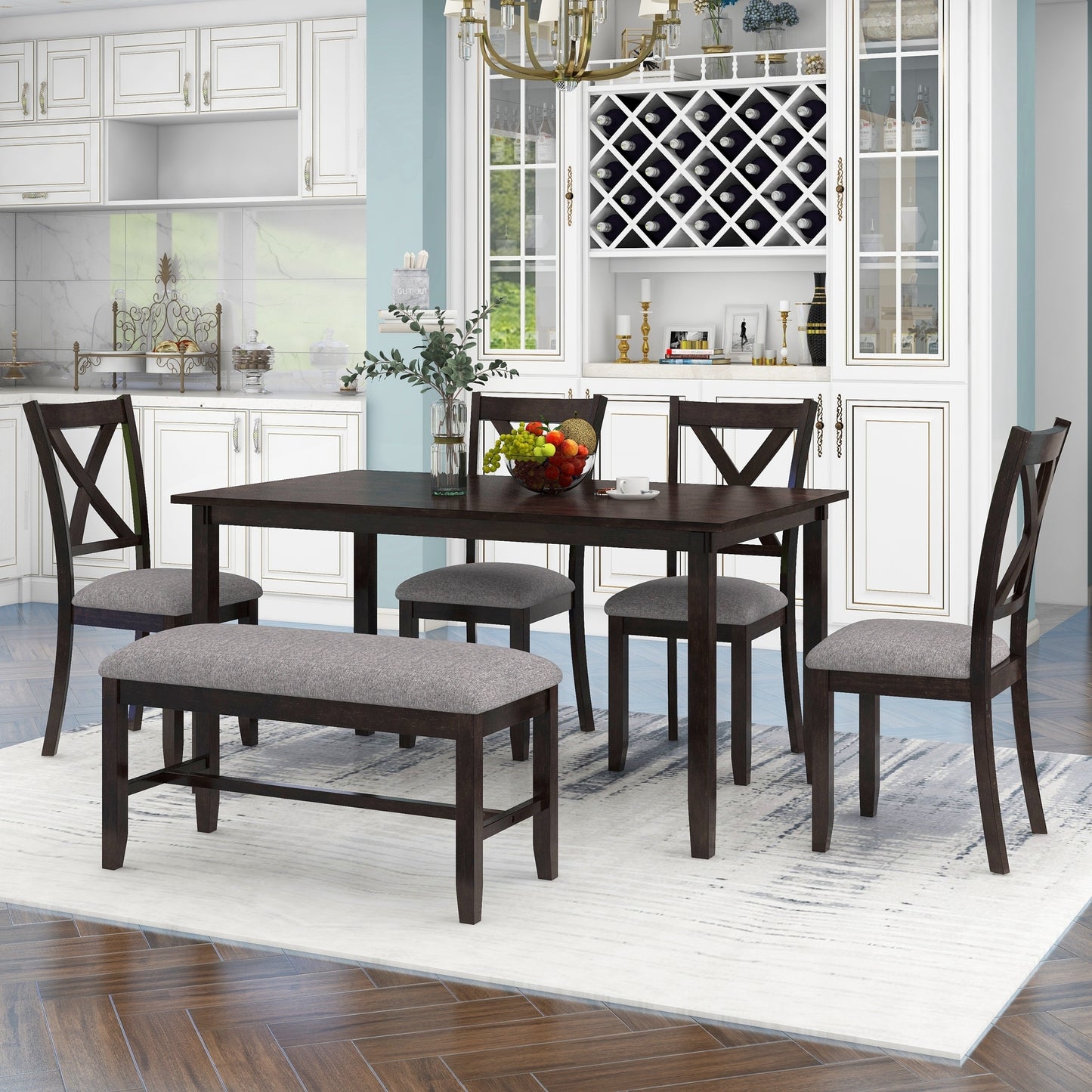 Elegant 6-Piece Espresso Dining Table