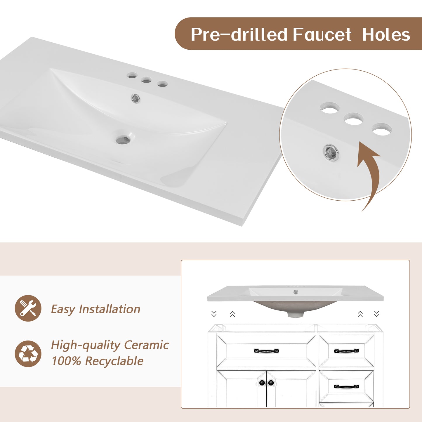 White Bathroom Vanity with Sink Combo