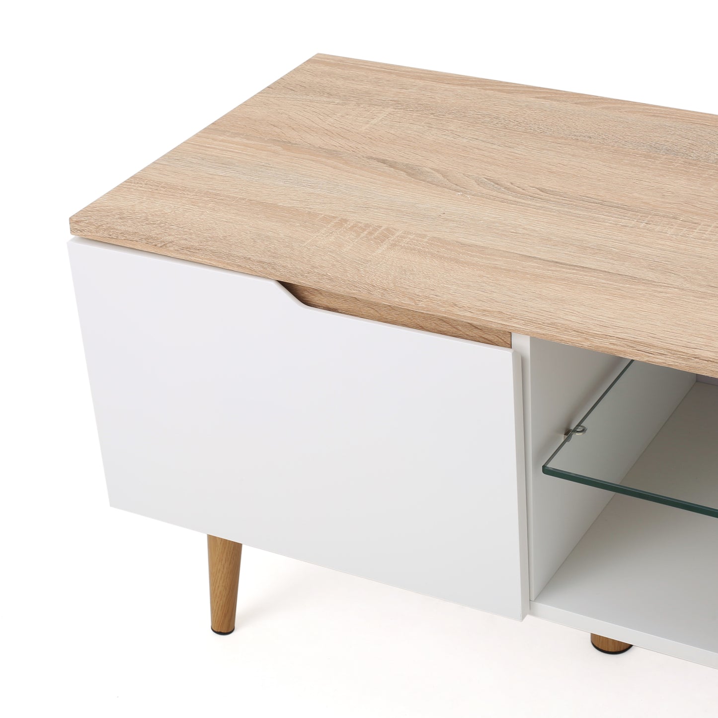 TV Stand with Glass Accents and Ample Storage