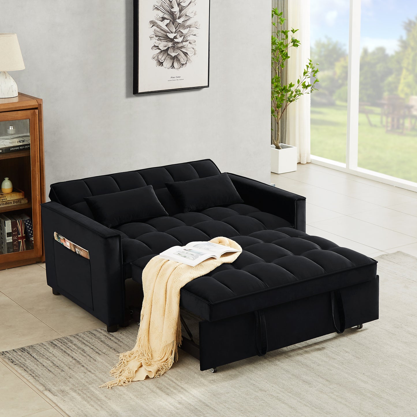 Velvet Convertible Loveseat Sleeper Sofa