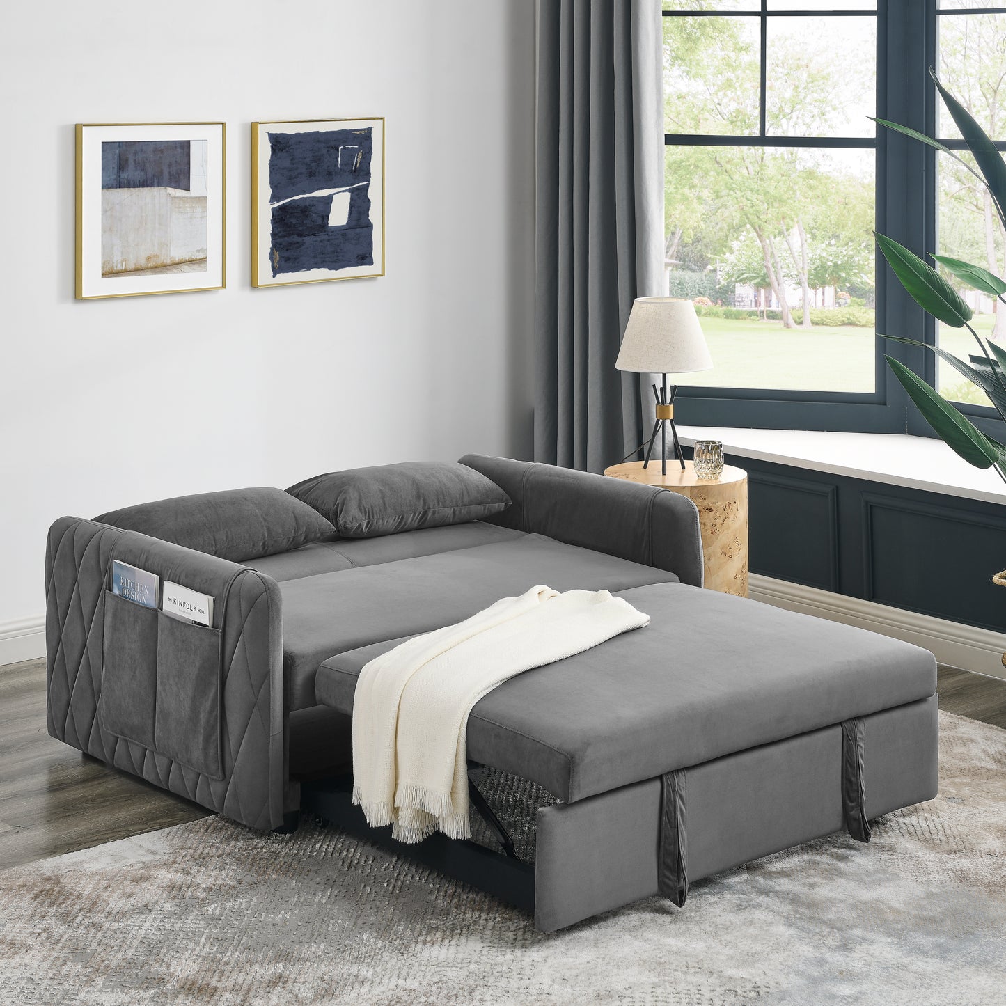 Convertible Velvet Sleeper Sofa Bed