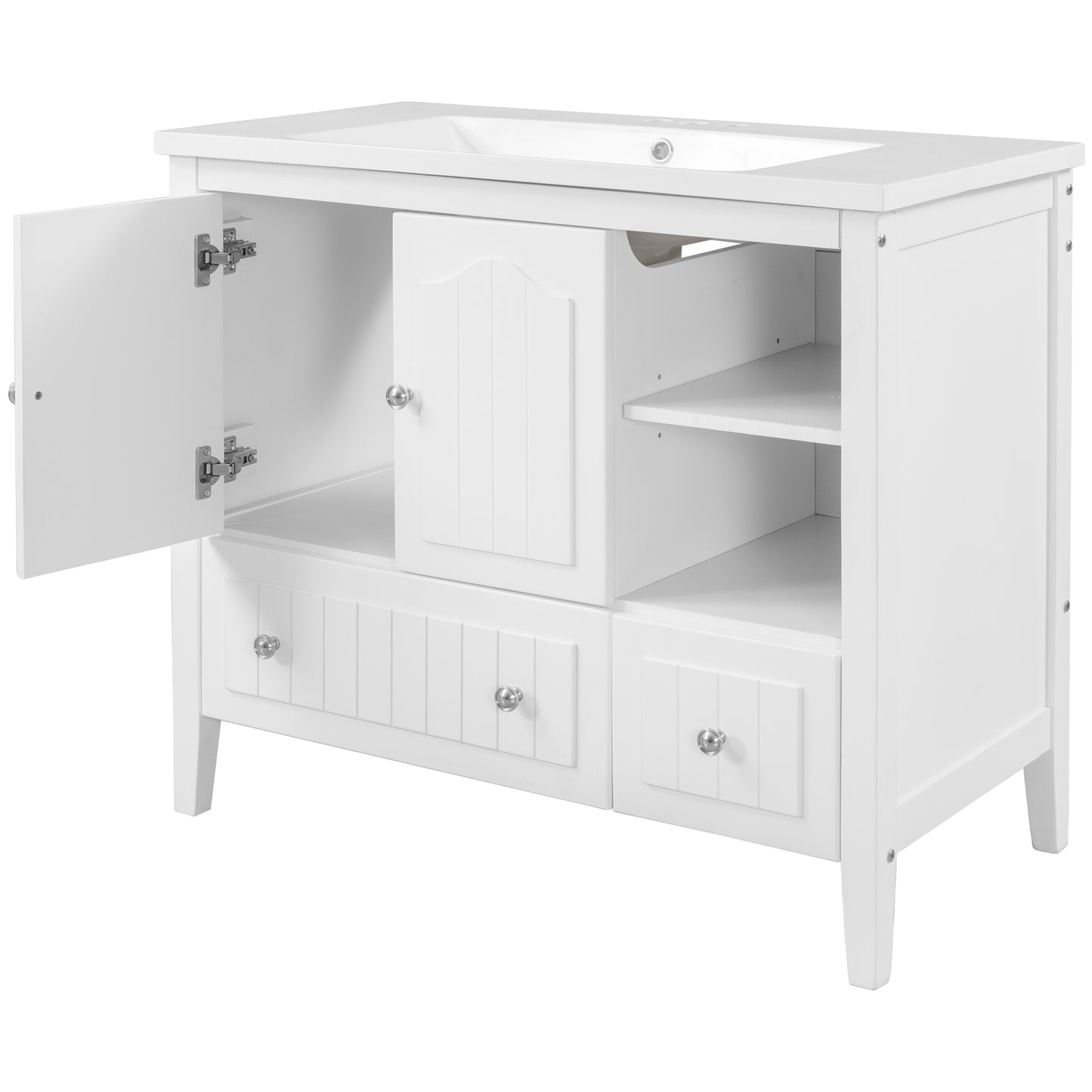 36" Bathroom Vanity With Ceramic Basin