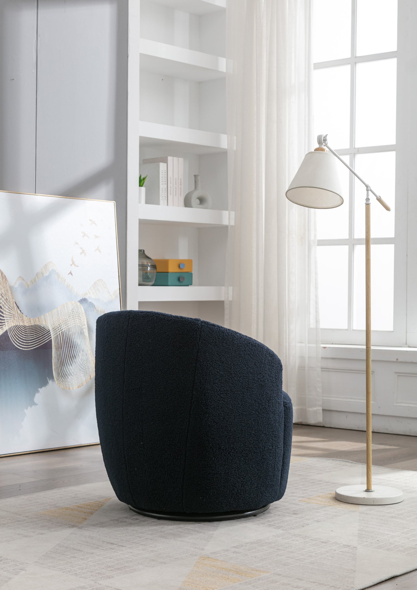 Teddy Fabric Swivel Accent Armchair