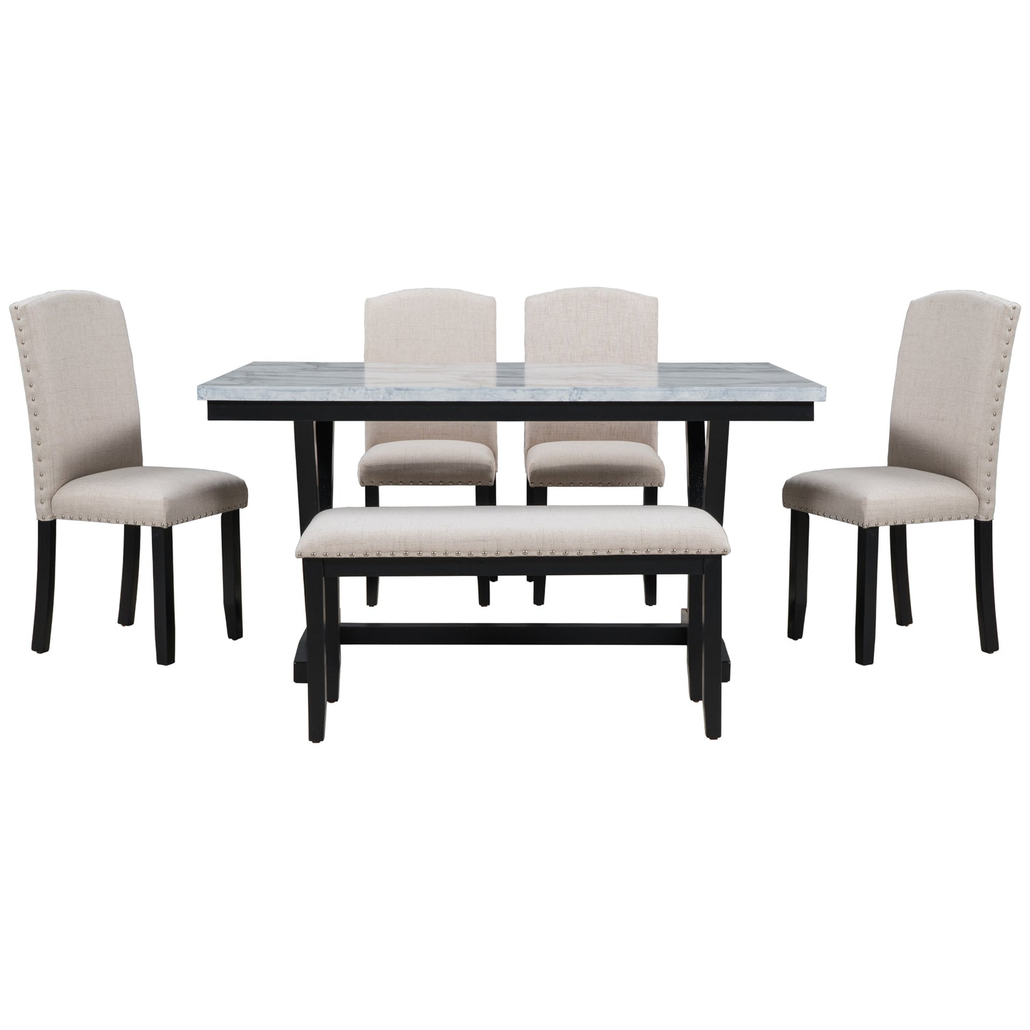 Modern Style Marbled Veneer Dining Set