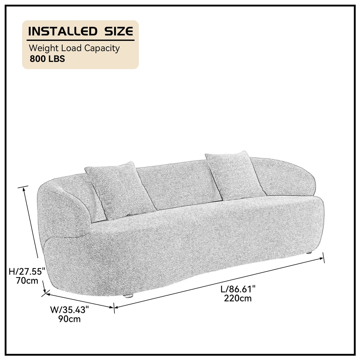 3 Seat Cloud Couch Boucle Sofa