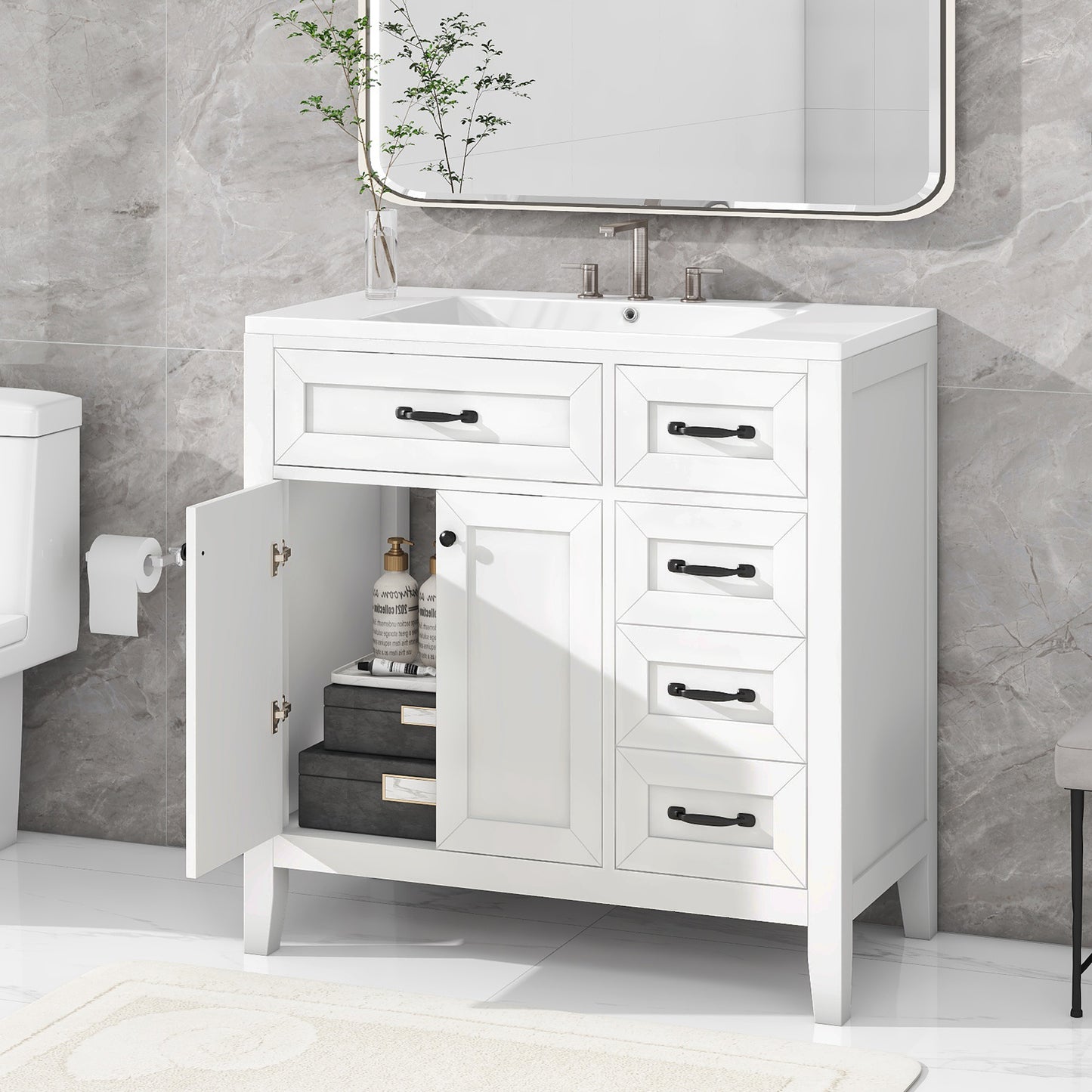 White Bathroom Vanity with Sink Combo
