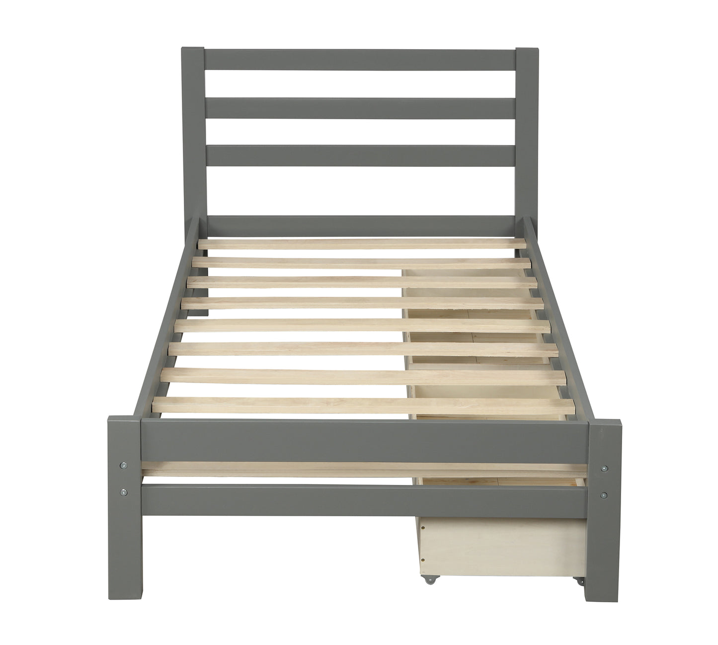 Wood Platform Twin Bed With Two Drawers