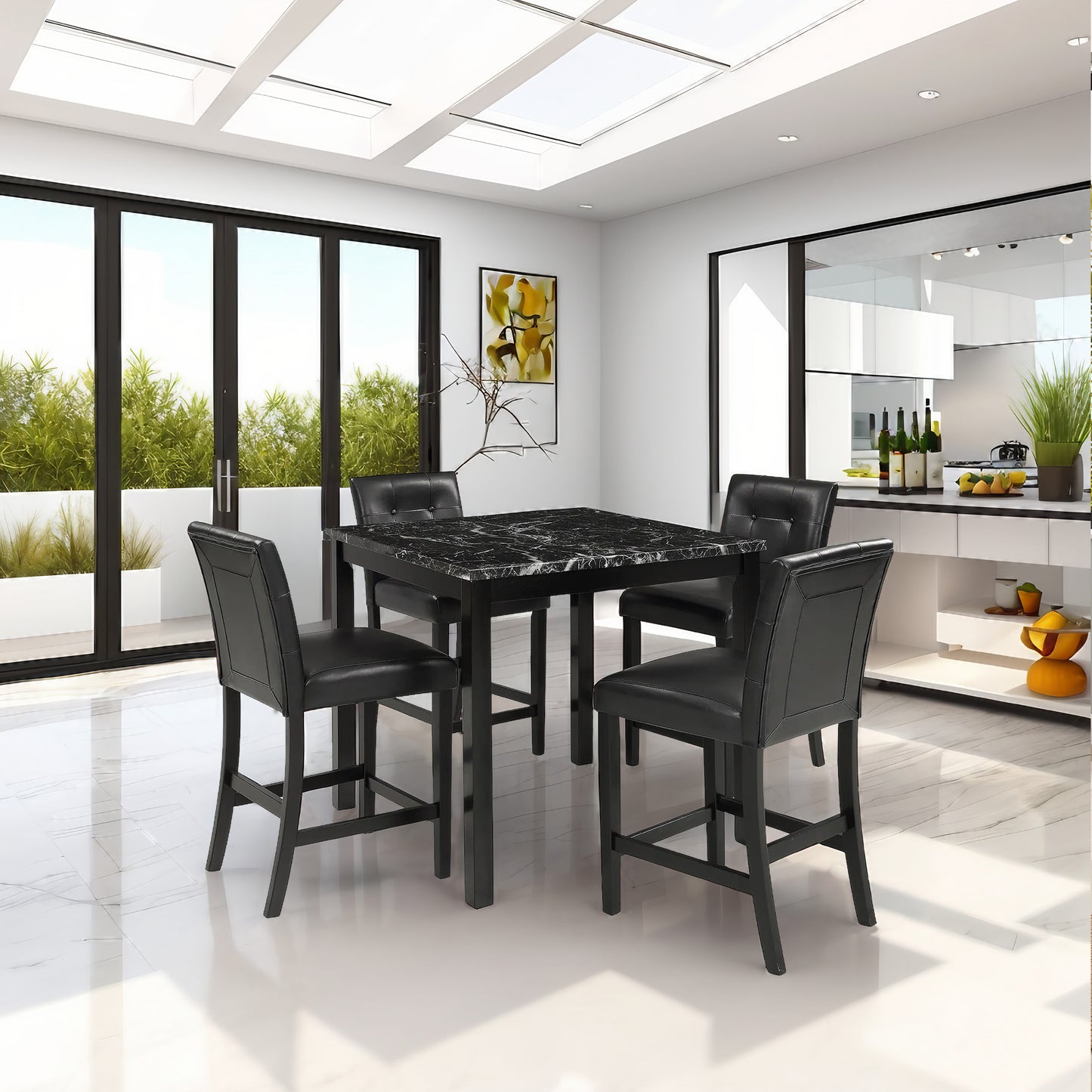 Elegant 5-Piece Marble Top Dining Set
