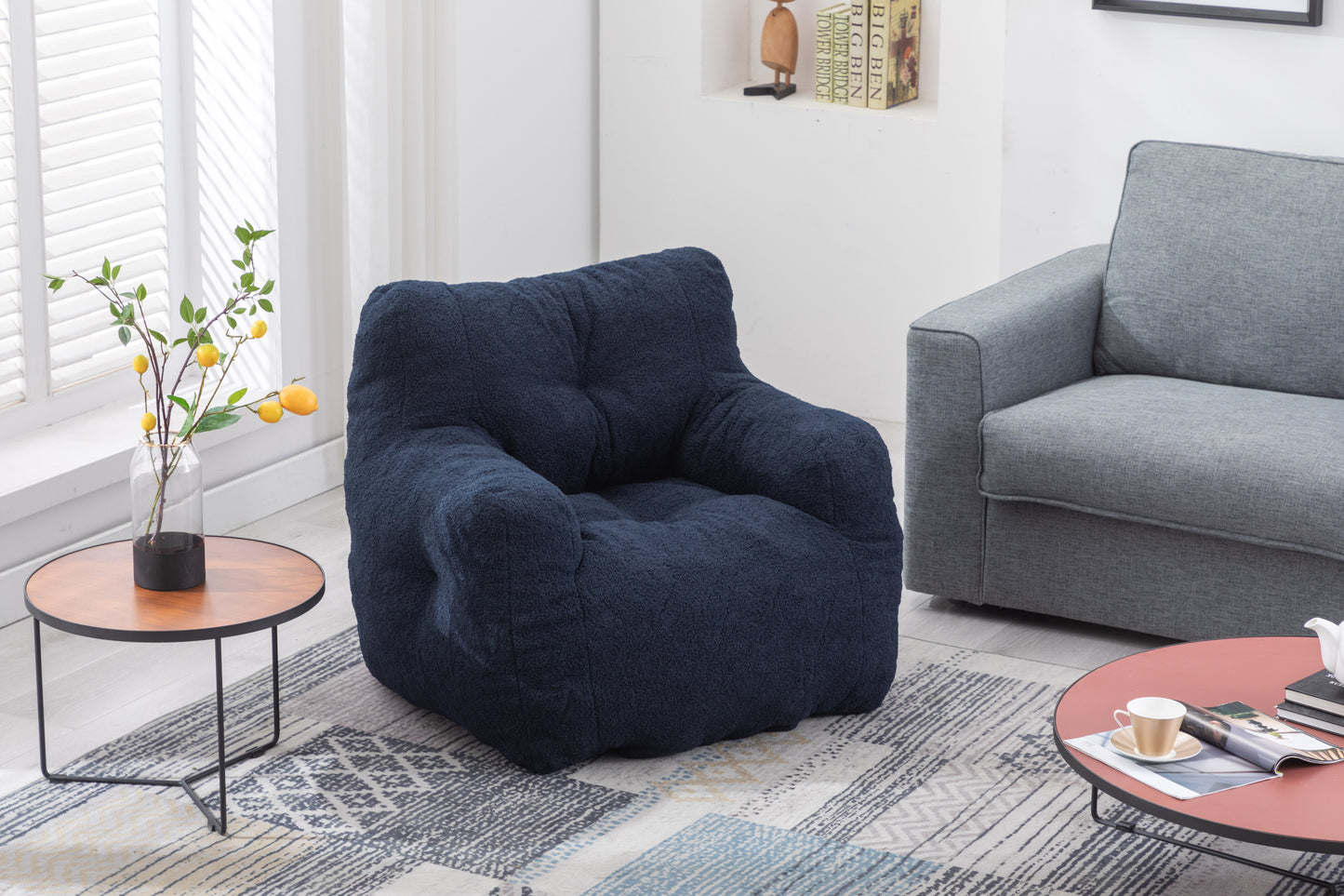 Teddy Fabric Tufted Bean Bag Chair