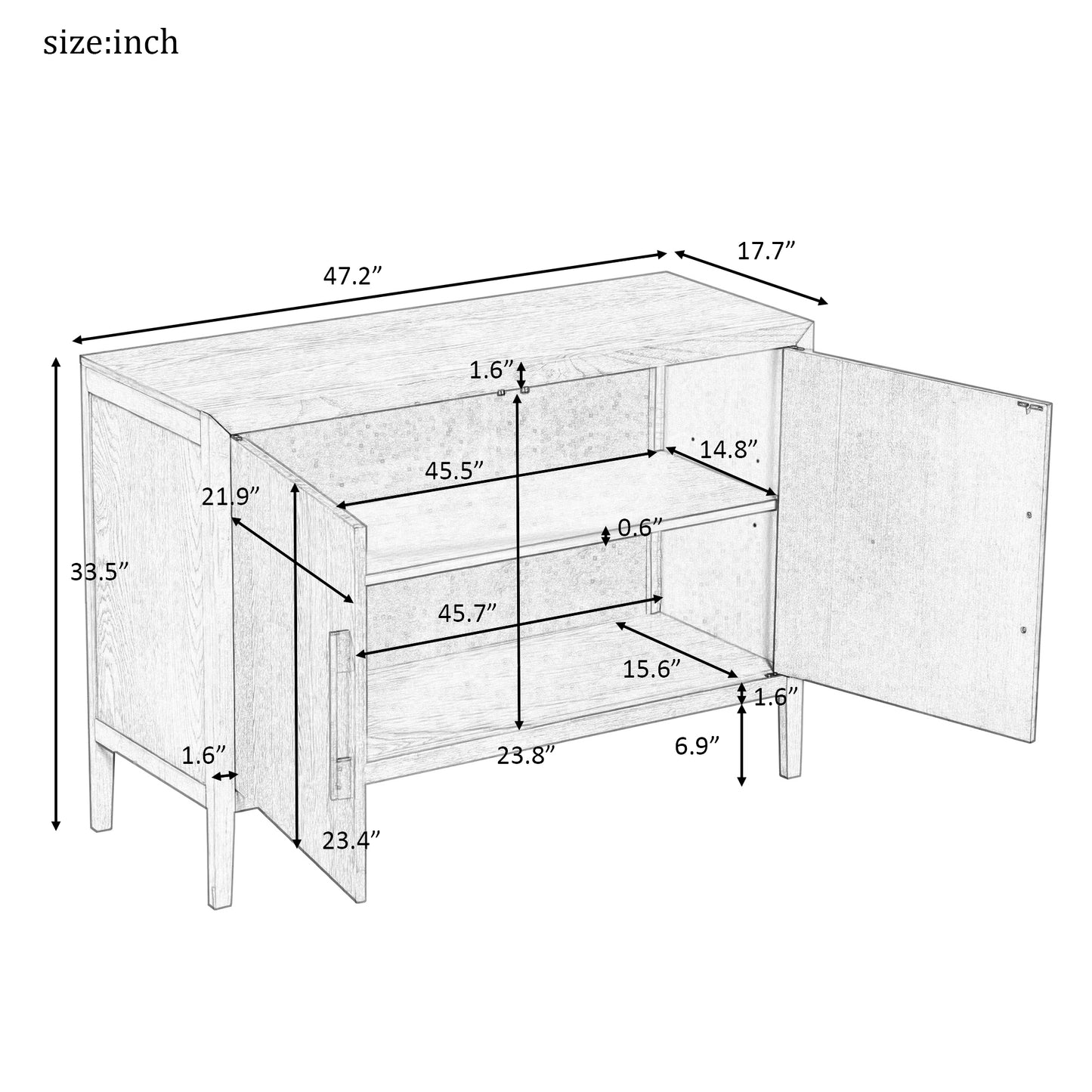 Modern Black Wooden Sideboard Cabinet