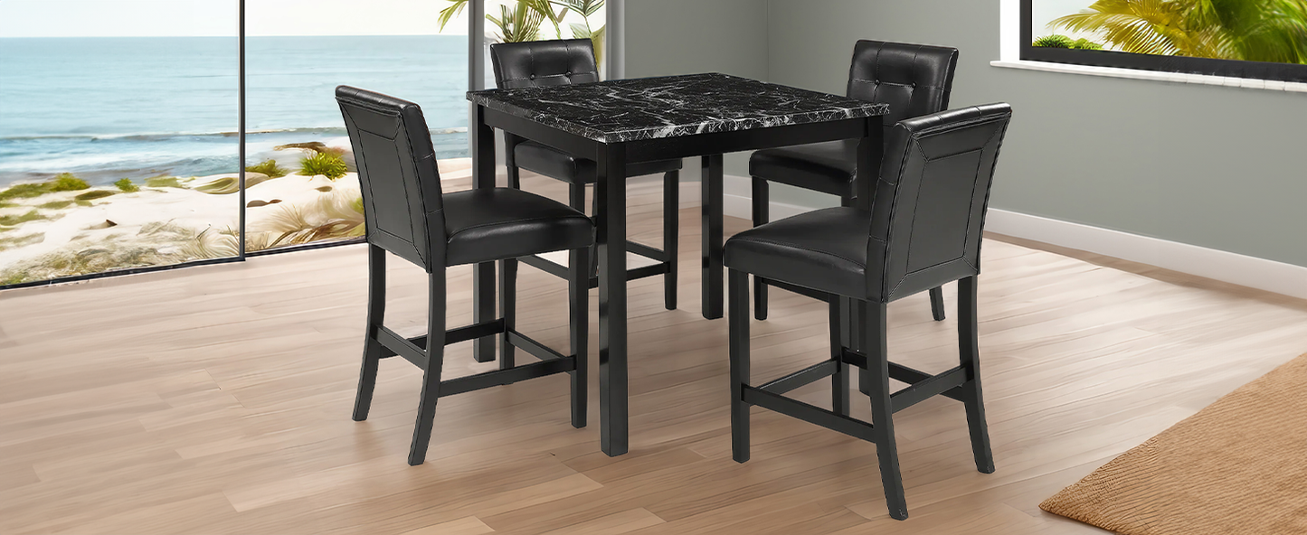 Elegant 5-Piece Marble Top Dining Set