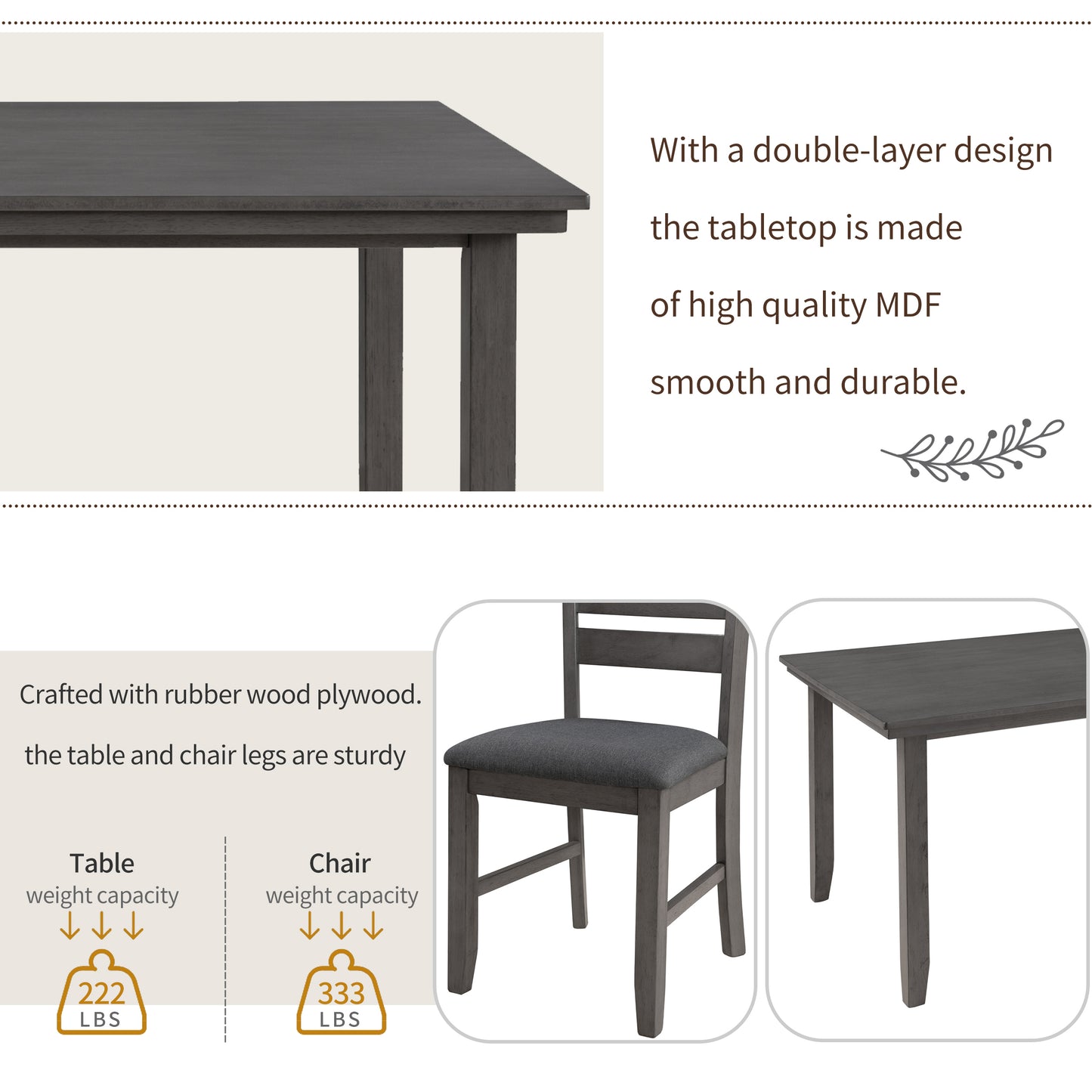 Rustic Charm 6-Piece Dining Set with Bench