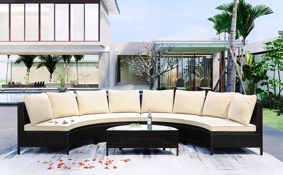 5 Pieces Brown Wicker Sofa Set - View 21 - MuMu