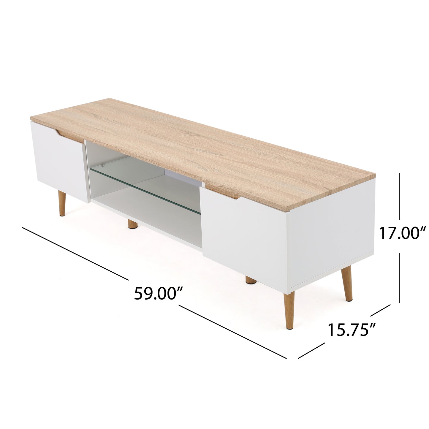 TV Stand with Glass Accents and Ample Storage