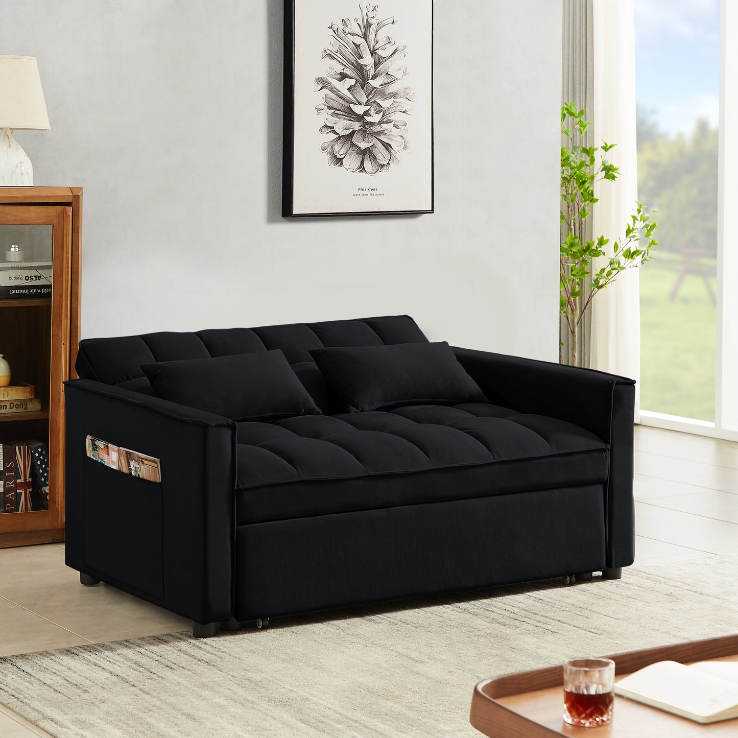 Velvet Convertible Loveseat Sleeper Sofa
