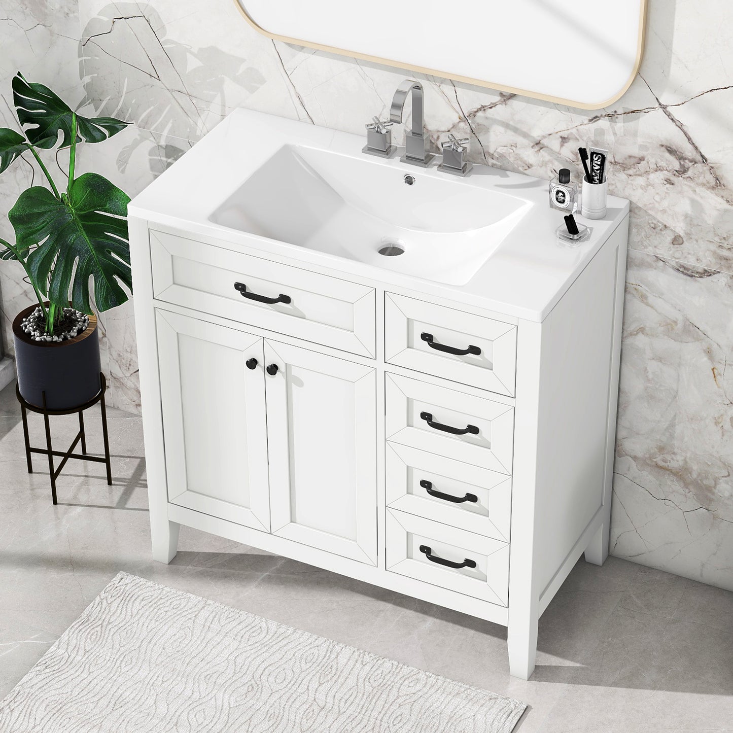 White Bathroom Vanity with Sink Combo