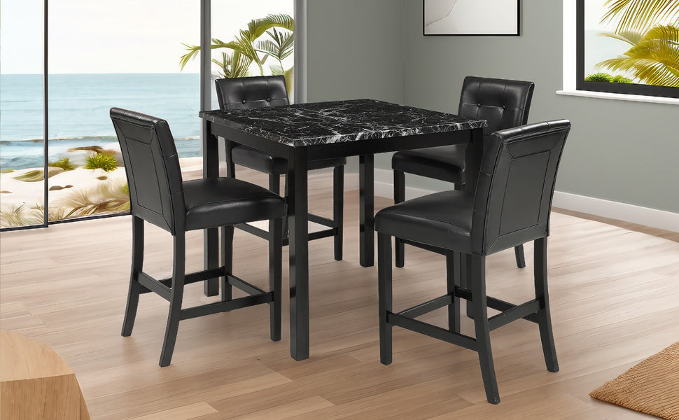 Elegant 5-Piece Marble Top Dining Set