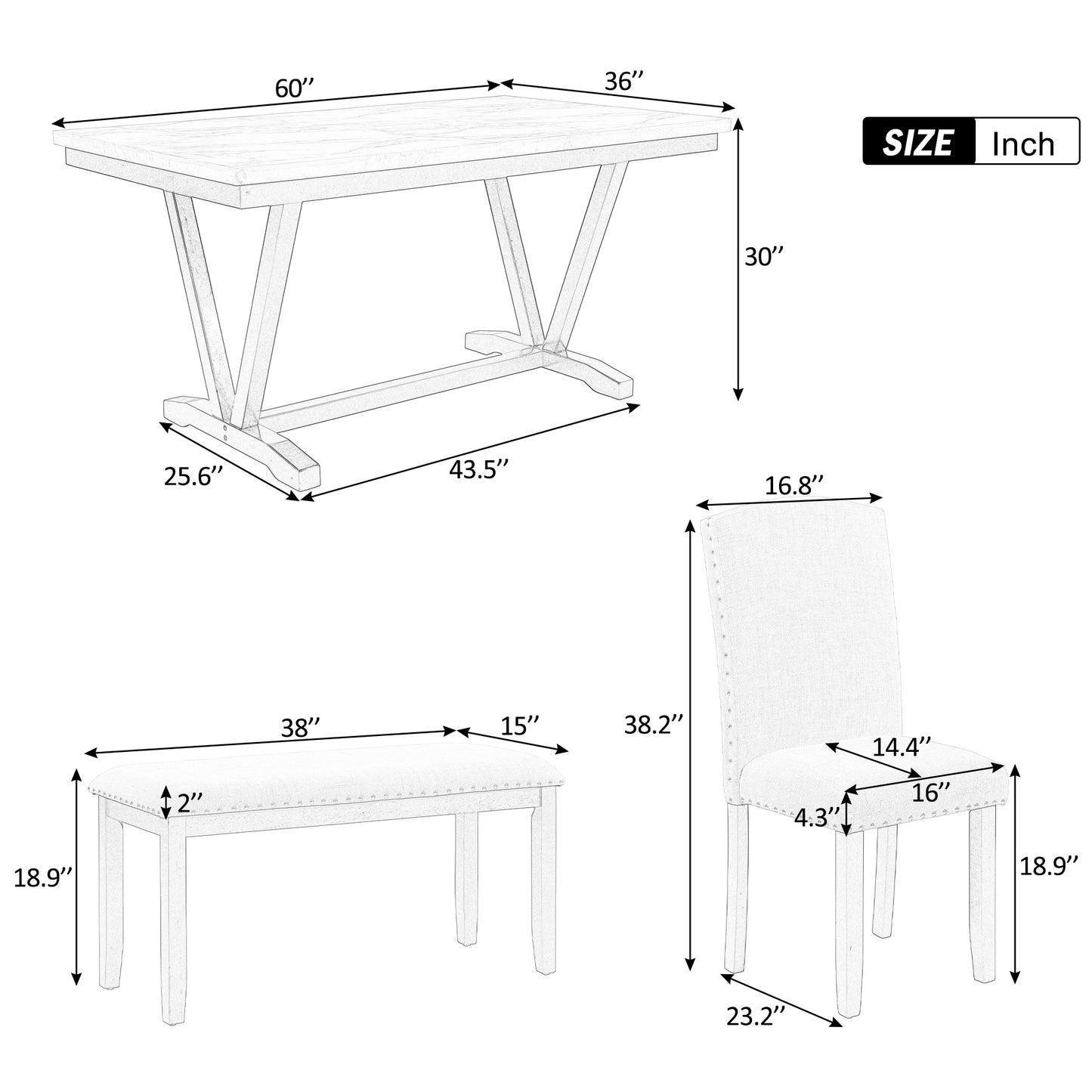 Modern Style Marbled Veneer Dining Set