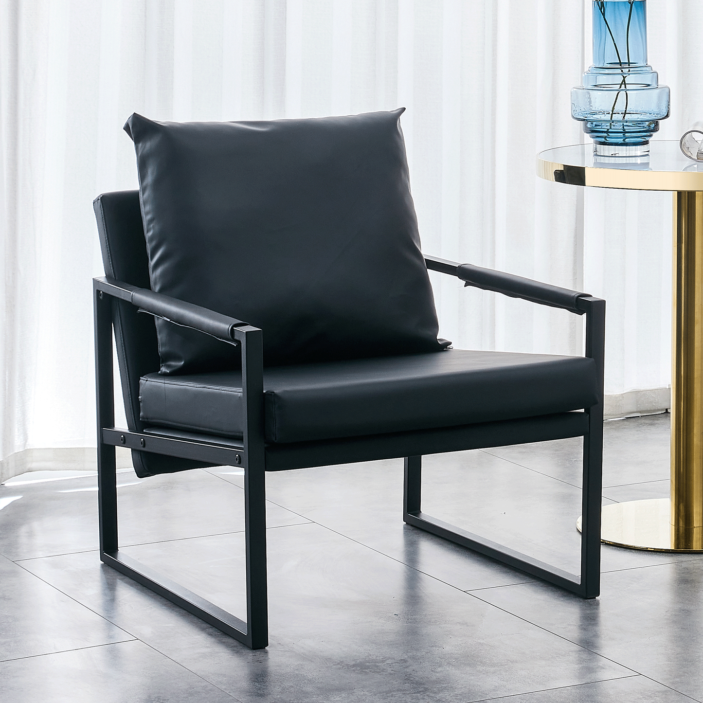 PU Leather Accent Arm Chair