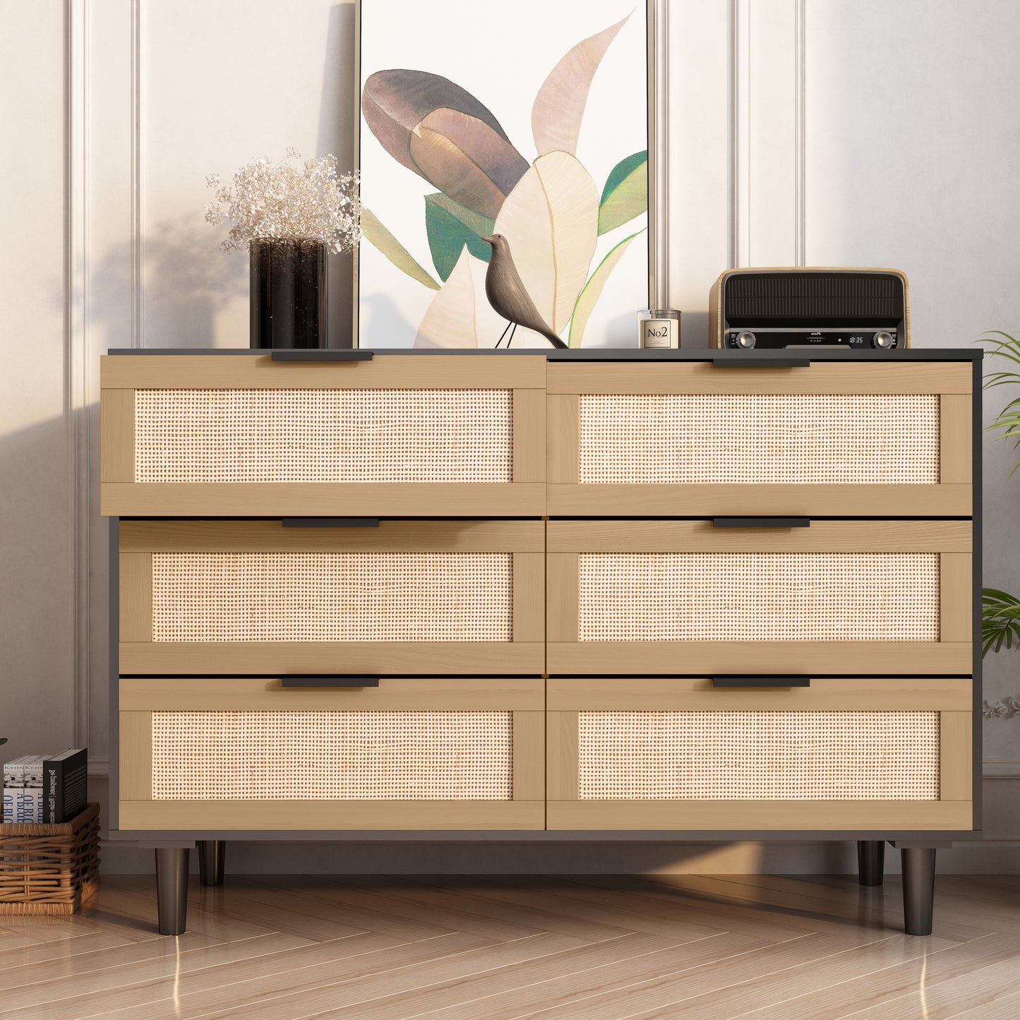 Black Elegance Rattan Dresser