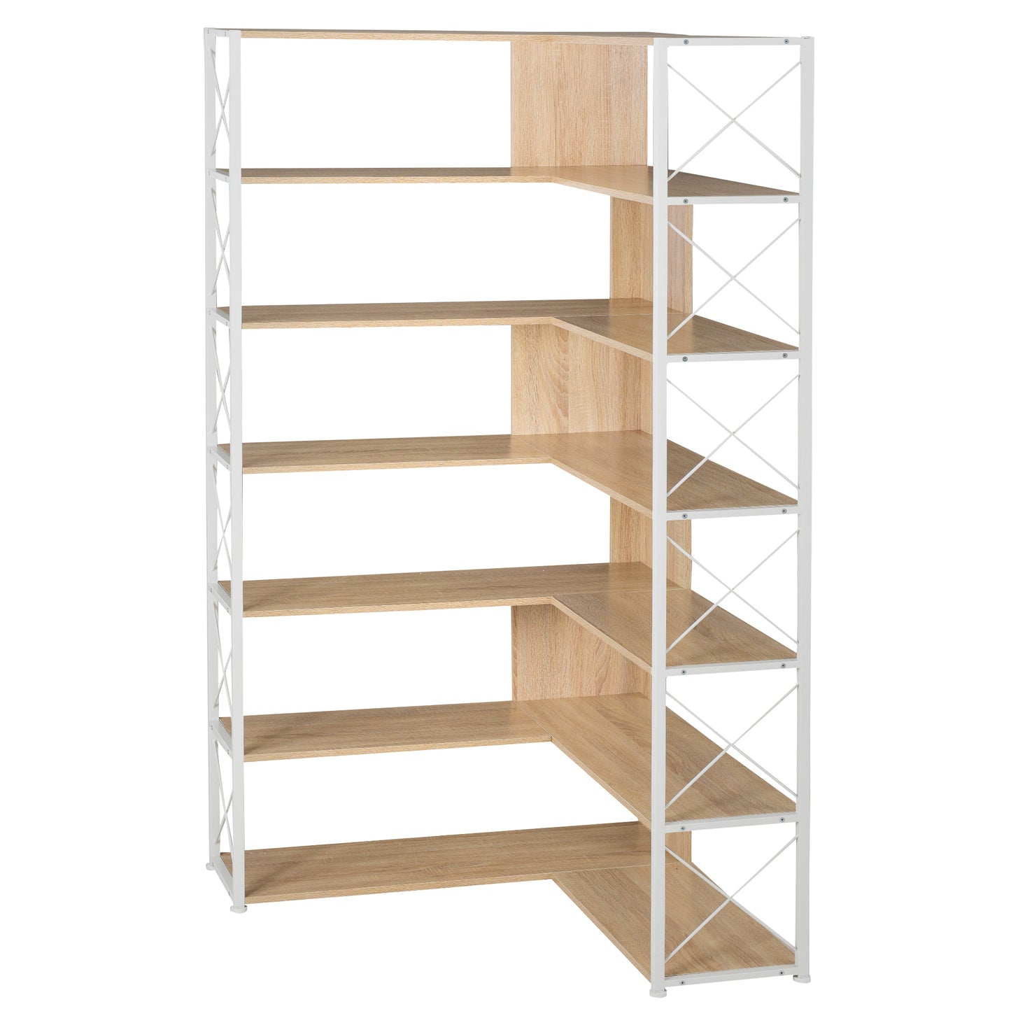 7-Tier L-Shaped Corner Bookcase