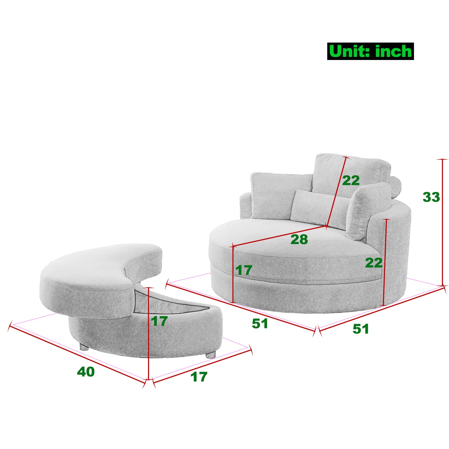Modern Swivel Accent Barrel Sofa