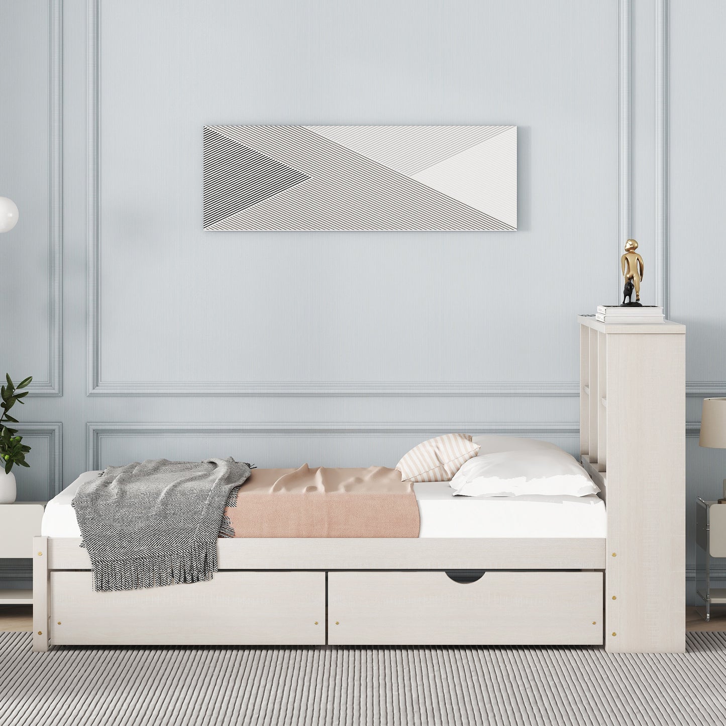 Smart Bedroom USB Port Modern Twin Size Bed