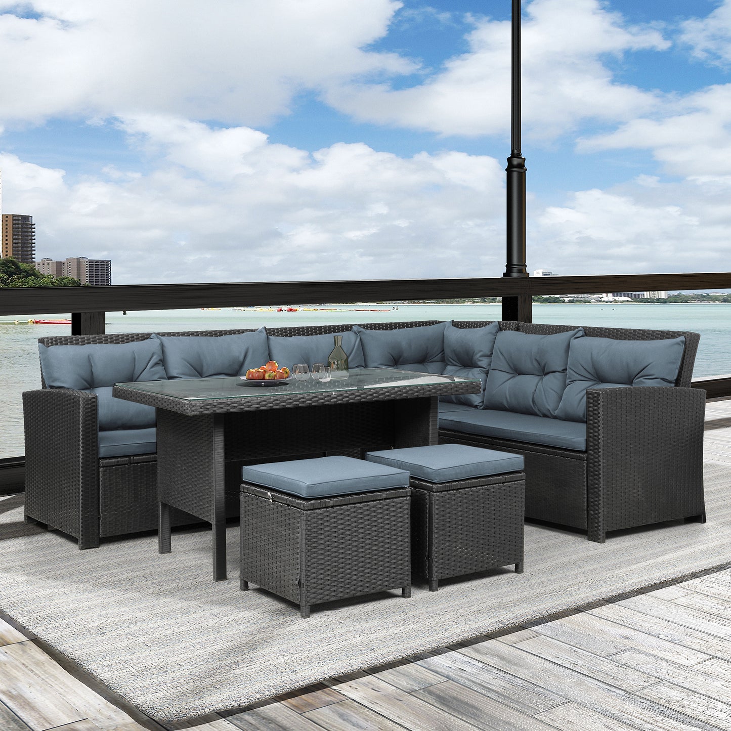 6-Piece Patio Outdoor Sectional Sofa