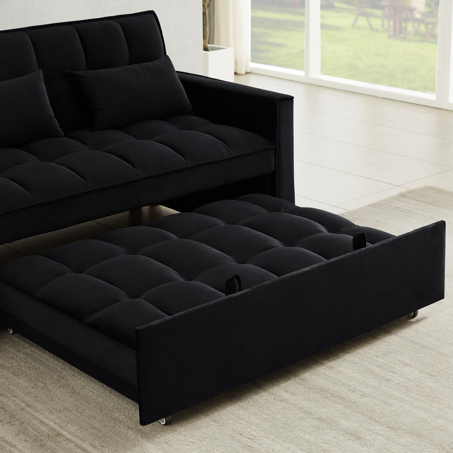 Velvet Convertible Loveseat Sleeper Sofa