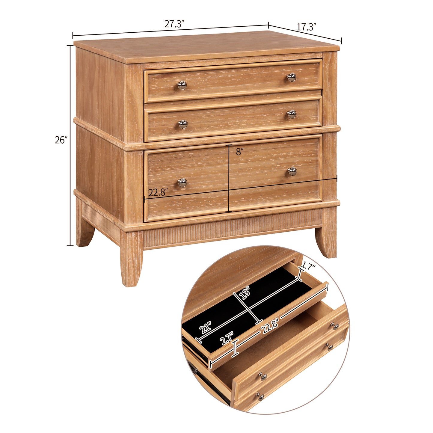 Elysian Pine 3-Drawer Side Table