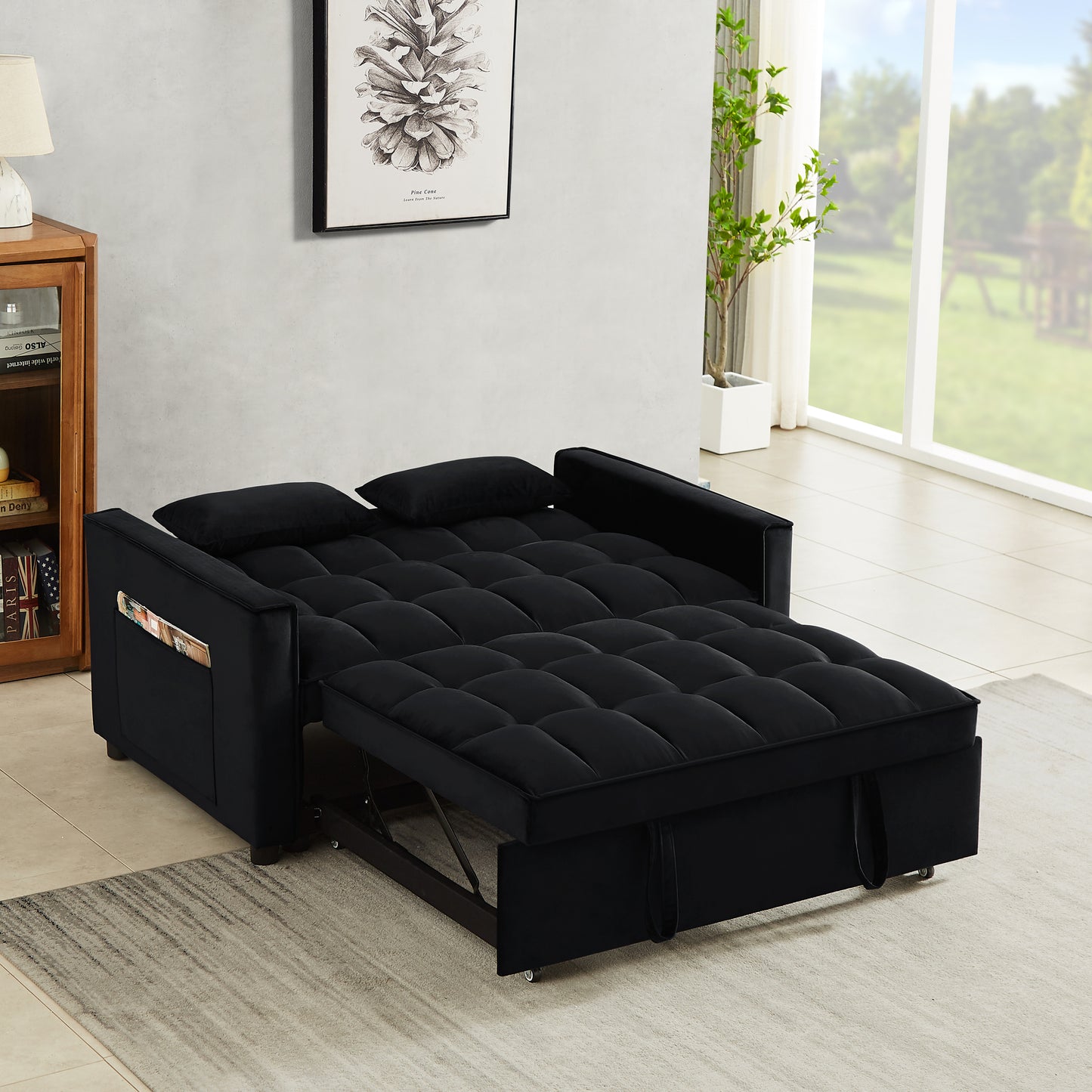 Velvet Convertible Loveseat Sleeper Sofa