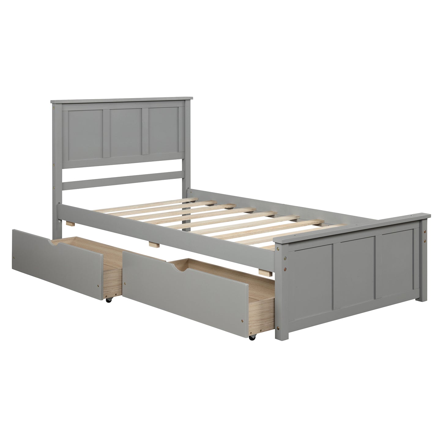 Twin Size Gray Platform Bed