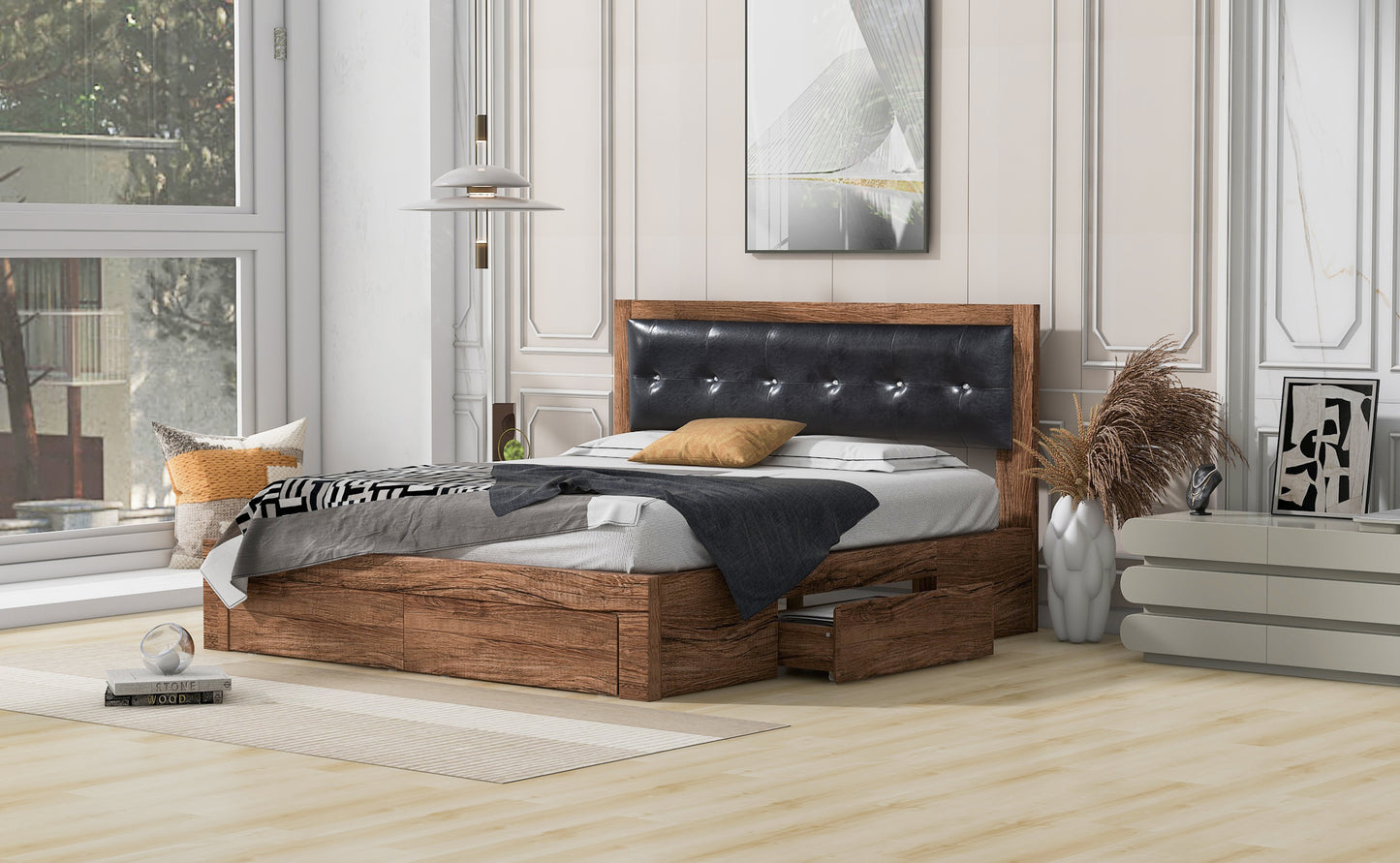 Modern Simplicity Queen Size Wood Platform Bed