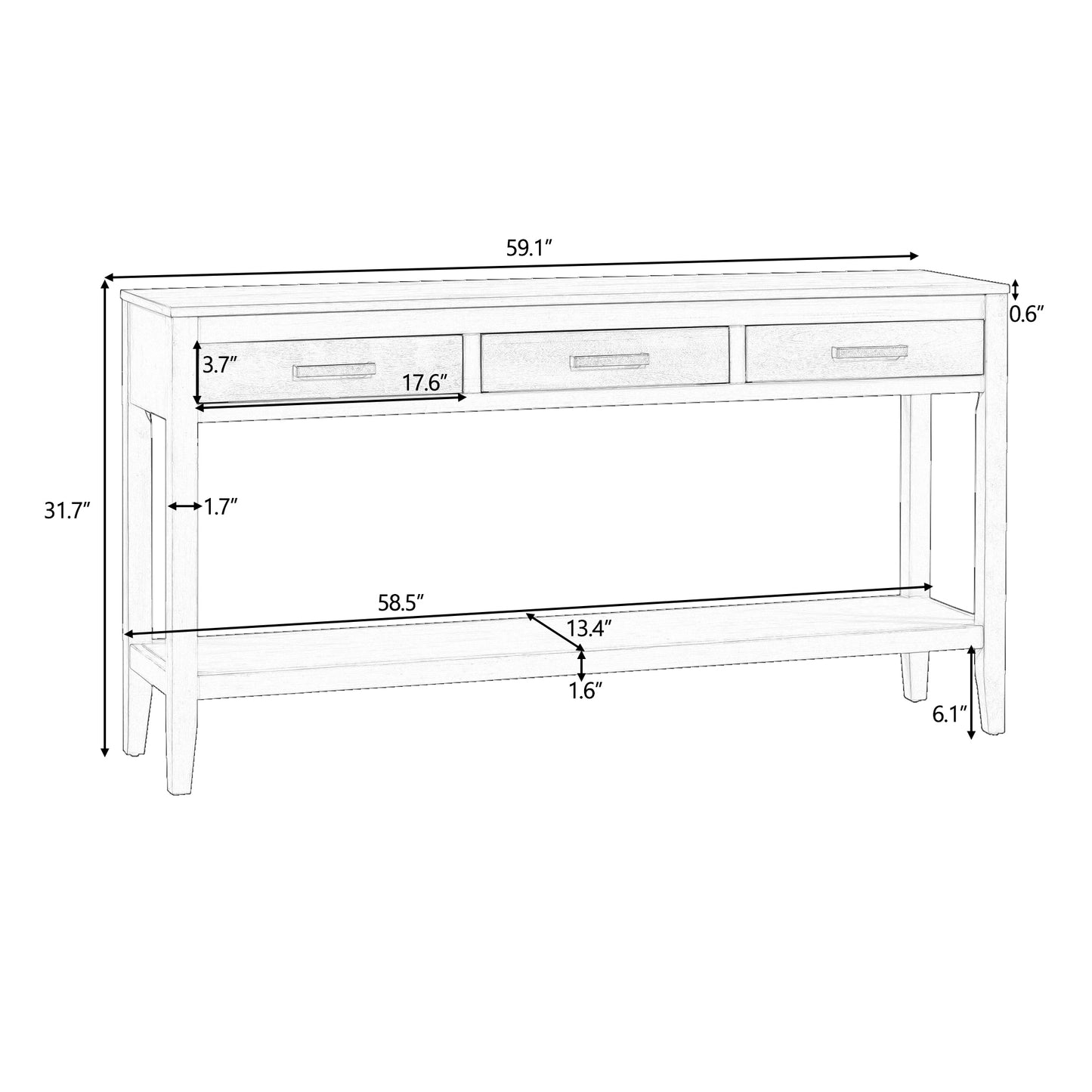 Minimalist 3-Drawer Console Table - View 18 - MuMu