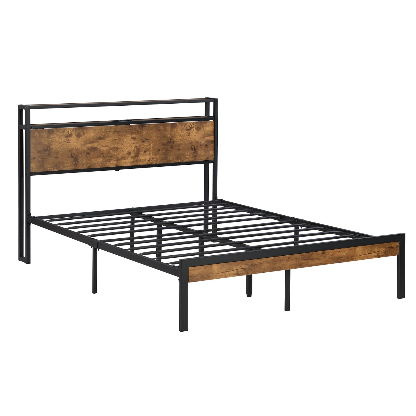 Modern Black Metal Platform Bed