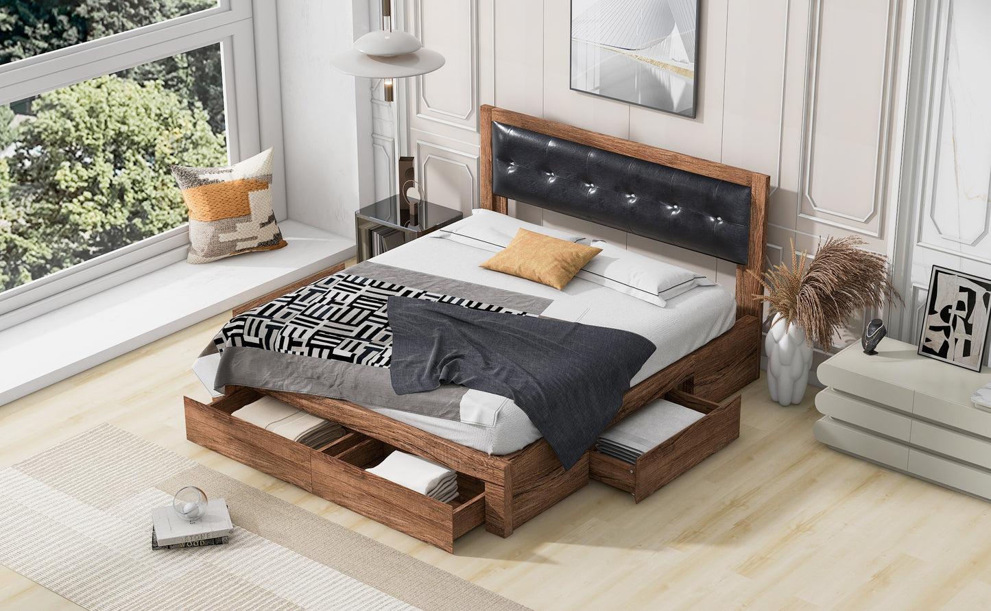 Modern Simplicity Queen Size Wood Platform Bed