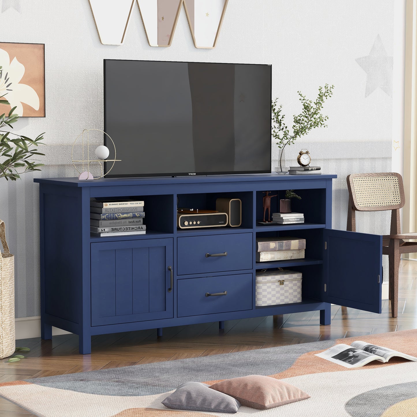 U-Style Navy TV Stand