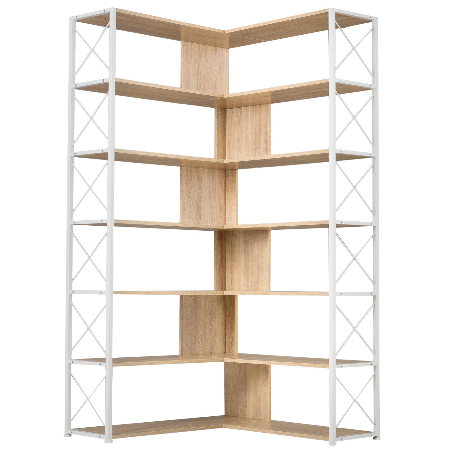 7-Tier L-Shaped Corner Bookcase